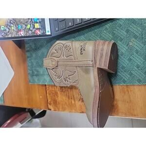 Vtg NOS Dyna Kids Cowboy Boots Size 5 Lt Brown Faux Leather Western Pull On